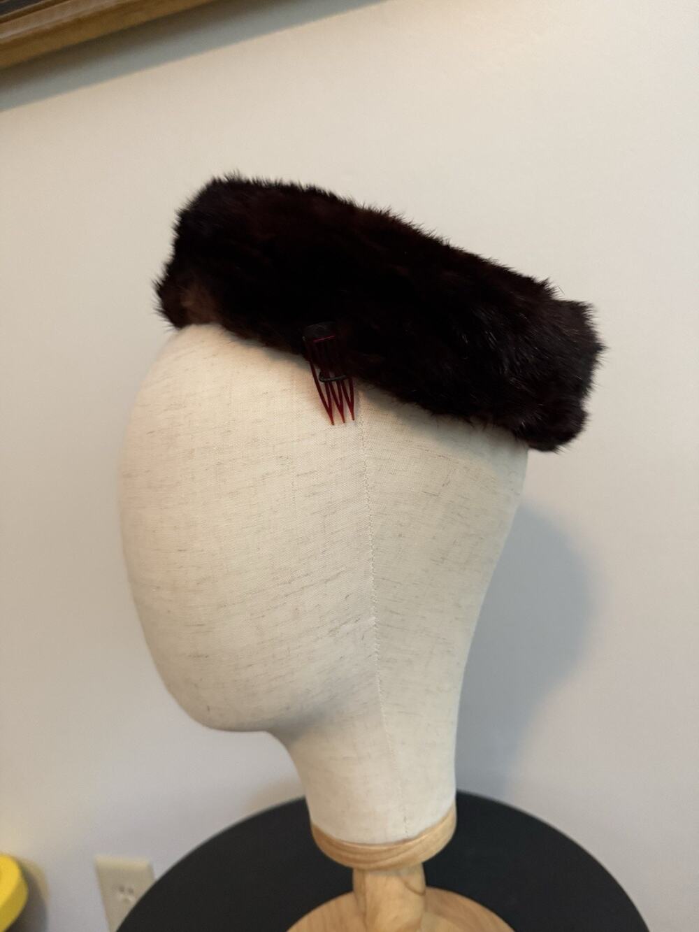Vintage Fur Pillbox Hat 50's 60's Styled by Coralie Retro Classic Mod Mink USA